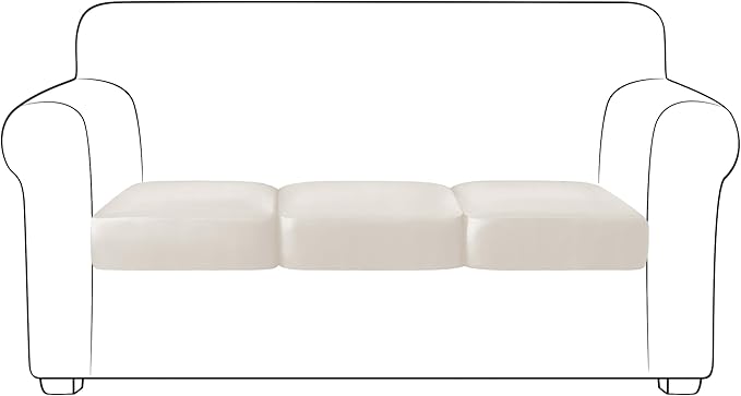Yates Home PU Leather Couch Sofa Cushion Slipcover Water-Proof Elastic Chair RV Seat Covers Loveseat Sofa Furniture Protector Slip Cover for Settee Seater Replacement Living Room（3 Pieces, Ivory）