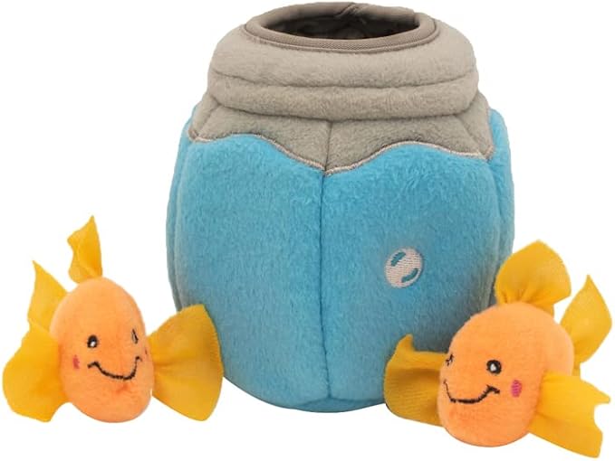 ZippyClaws Burrow - Interactive Plush Cat Puzzle Toy with Catnip Miniz, Perfect for Mental Stimulation, Hide-and-Seek Games, and Hours of Fun for Kittens and Cats - Fish in Bowl
