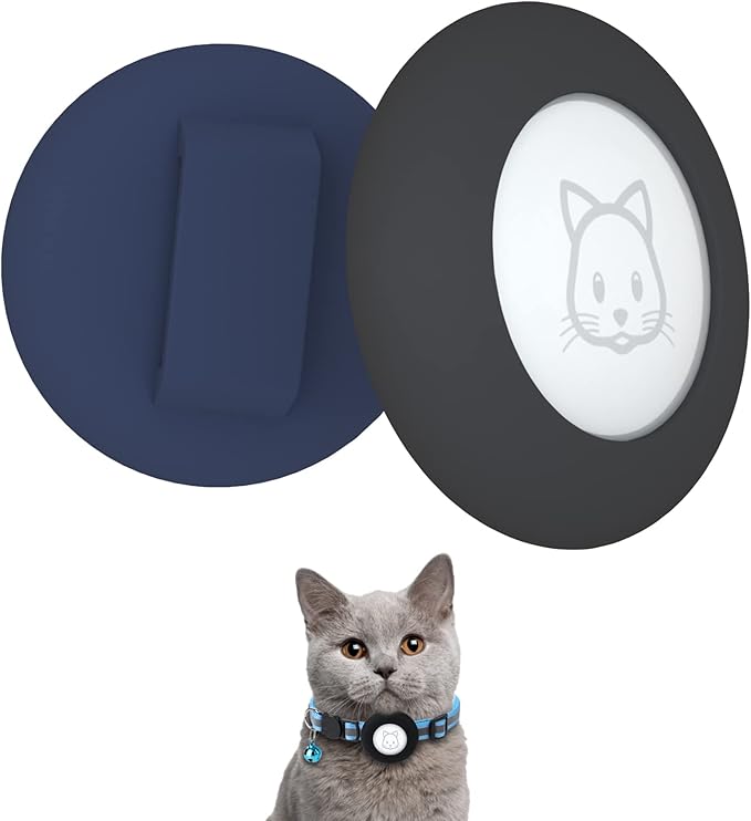 2022 Airtag Cat Collar Holder, Small Air Tag Compatible With Apple Airtag GPS Tracker, 2Pack Waterproof Case Cover for Dog Pet Collar Within 3/8 Inch (Black&Blue)