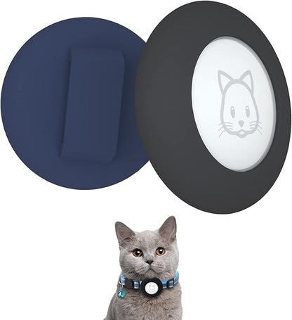 2022 Airtag Cat Collar Holder, Small Air Tag Compatible With Apple Airtag GPS Tracker, 2Pack Waterproof Case Cover for Dog Pet Collar Within 3/8 Inch (Black&Blue)