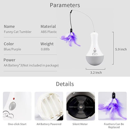 DOEL Interactive Cat Feather Toys, Automatic Cat Toy for Indoor Cats, Electronic Cat Exercise Toys, Gift for Adult & Kitten Cats