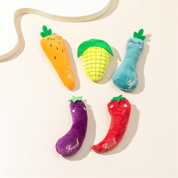 Red Cat Catnip Toys Cat Mint Toys Dog Kitten Chew Toy Funny Indoor Farm Theme Vegetable Shaped Cute Teeth Bite Toys Pet Supplies(Chili)，Toys，Catnip Toys