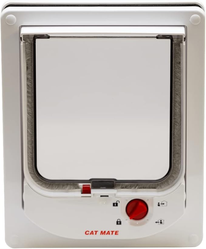 Cat Mate 4-Way-Locking Electromagnetic Cat Flap (254) - Exclusive Entry Collar Magnet Operated, for Small to Average-Sized Cats, for UPVC, Wood and Wall, White
