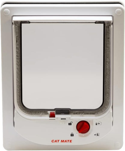 Cat Mate 4-Way-Locking Electromagnetic Cat Flap (254) - Exclusive Entry Collar Magnet Operated, for Small to Average-Sized Cats, for UPVC, Wood and Wall, White