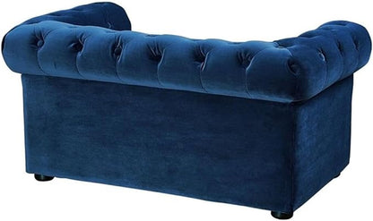TOV Furniture TOV-P2035-N The Dachshund Collection Handmade Button Tufted Velvet Upholstered Pet Bed, Navy
