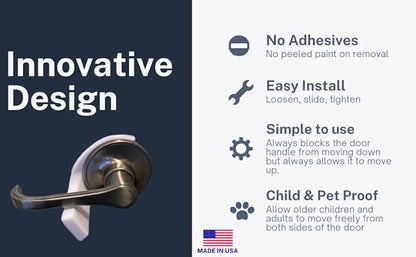 Pet Proof Door Lever Lock - No Adhesive Child Proof Door Lever Lock for Cats and Dogs (4 Pack White Circle Universal)