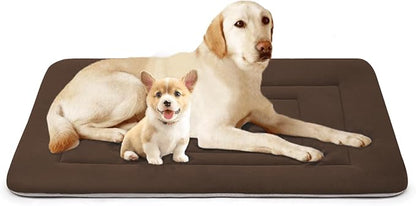 JoicyCo Dog Bed Soft Dog Crate Bed Pad Mat, 48 in Non Slip Bottom Washable Beds for Extra Large Dogs, Pet Bed Mattress Kennel Pad, Dark Brown