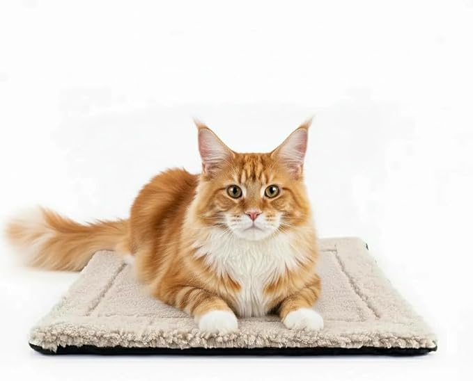 AIO Self-Warming Cat Bed Pad Advanced Extra Warm Thermal Pet Warming Pad for Indoor Outdoor Pets with Removable Cover Outdoor Pet Houses Washable Non Electric Self Heating Cat Bed 16.96 * 22.05in