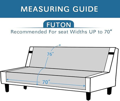 H.VERSAILTEX Futon Cover Reversible Sofa Slipcover Furniture Protector Water Resistant 2 Inch Wide Elastic Straps Sofa Bed Pets Kids Dog Cat Fit Sitting Width Up to 70"(Futon, Dark Teal/Beige)