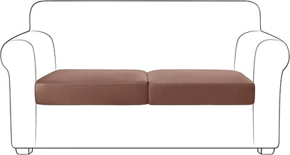 Yates Home PU Leather Couch Sofa Cushion Slipcover Water-Proof Elastic Chair RV Seat Covers Loveseat Slip Cover for Seater Replacement in Living Room（2 Piece Large Sofa Cushion Covers,Light Brown