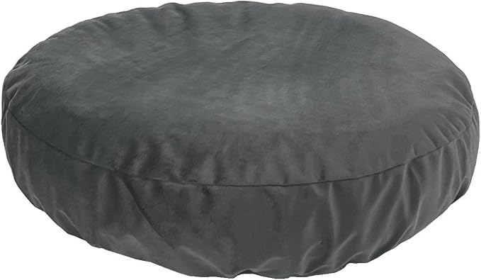 Not Waterproof Grey Velvet Cover for Faux Fur Donut Dog Bed Round Dog Bed Replacement Slip Cover Washable 36 Inch