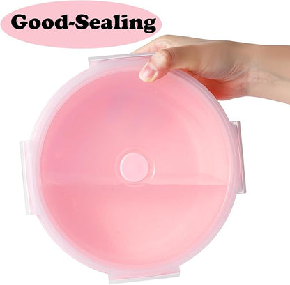 Joyinjojo Collapsible Dog Bowls with Lids, 2 Pack Portable Travel Dog Bowls for Small Medium Large Dogs, Silicone Foldable Outdoor Dog Cat Food Water Bowls for Camping Hiking Road Trip, Pink 40 oz