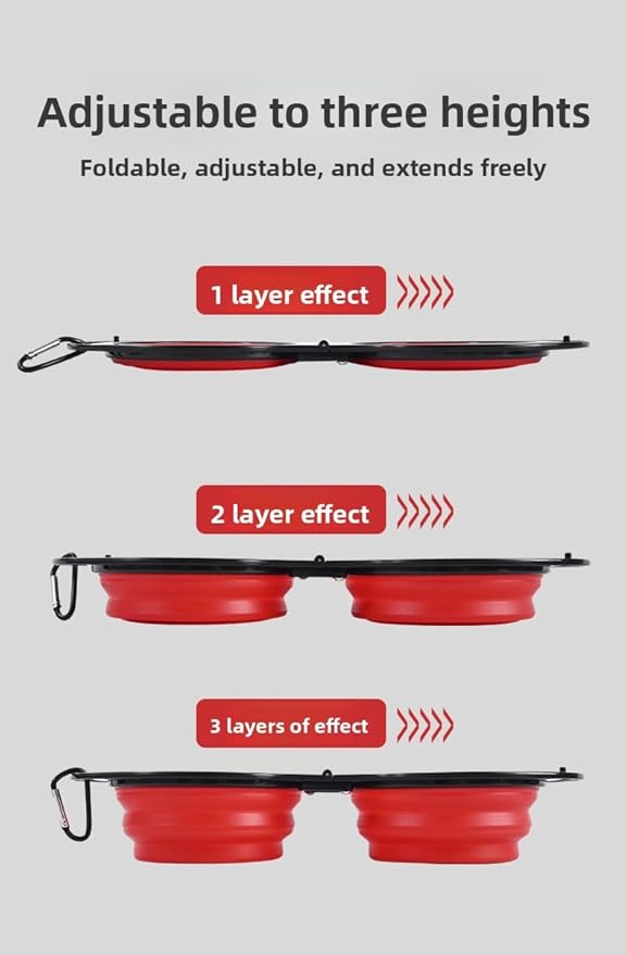 2-in-1 Collapsible Dog Bowls Foldable Pet Food & Water Bowl Silicone Feeding Dish for Traveling,Camping,Walking,Hiking (Blue)