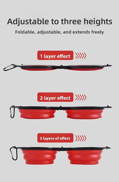 2-in-1 Collapsible Dog Bowls Foldable Pet Food & Water Bowl Silicone Feeding Dish for Traveling,Camping,Walking,Hiking (Green)