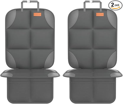 SMART ELF Car Seat Protector for Child Car Seat - Waterproof 600D Fabric Baby Seat Protectors for Non-Slip Backing Mesh Pockets for Baby and Pet, Easy Storage（Dark Gray）