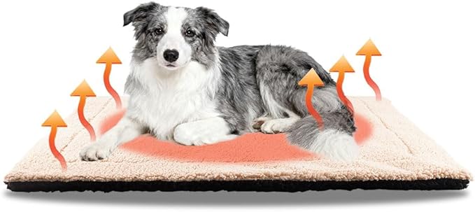 Self Heated Dog Mat Advanced Extra Warm Thermal Pet Warming pad Pad for Indoor Outdoor Pets with Removable Cover Non-Slip Bottom Washable Non Electric Self Warming Dog Bed, 27 * 35inch