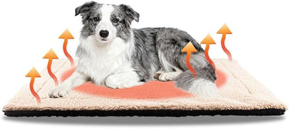 Self Heated Dog Mat Advanced Extra Warm Thermal Pet Warming pad Pad for Indoor Outdoor Pets with Removable Cover Non-Slip Bottom Washable Non Electric Self Warming Dog Bed, 27 * 35inch