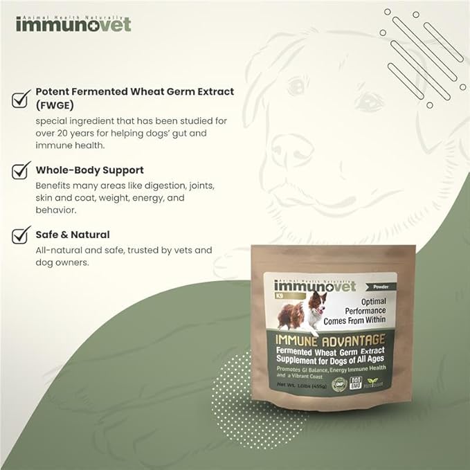 Plant-Based Dog Supplement Powder | Fermented Wheat Germ Extract | Boosts Immunity, Gut Health & Energy | Natural Supplement for Dogs of All Ages | Non-GMO, Vet Trusted, Safe Formula (455g)