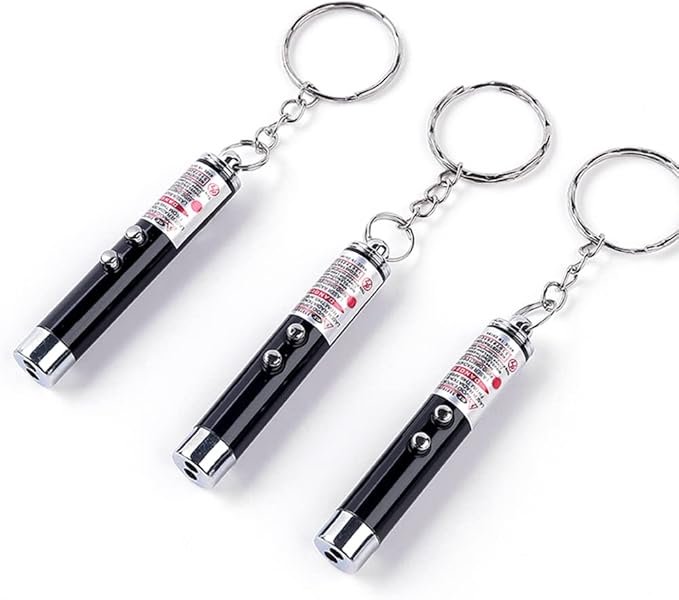 Mini Cat Toys Laser Pointer Pen Keychain Flashlight Funny Dog Stick Pet Lamp White Light LED Infrared Button Electronics Included (6 Color Mix Pack, 6 Color Mix)
