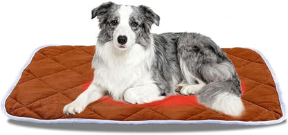 Washable Anti-Slip Kennel Mat for Medium Small Dogs and Cats Kennel pad Crate Pad Heated Cat Bed Self Warming Non-Electric Pet Warming Pad in Winter Brown 27.56 * 45.28inch