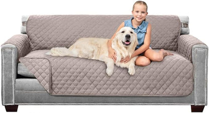 Sofa Shield Couch Slip Covers for Dogs, Reversible Furniture Protector with Strap, Stain and Tear Resistant Cushion Cover, 70 inch Seat, Machine Washable Slipcover Pets, Cats, Light Taupe