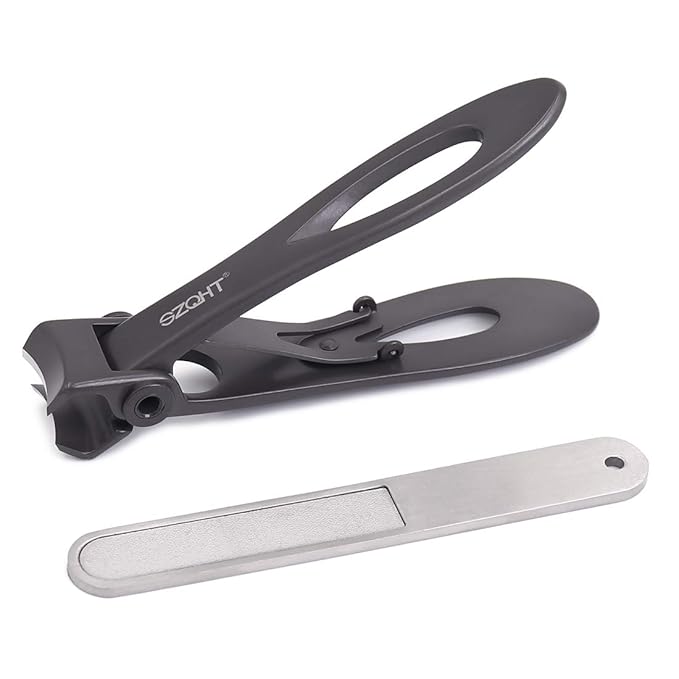 SZQHT Ultra Wide Jaw Opening Nail Clippers Set, Toenail Clippers for Thick Nails, Heavy Duty Nail Cutter, Stainless Steel Toe Nail Clippers for Seniors, Men & Women Manicure,Pedicure,Big(Gray)