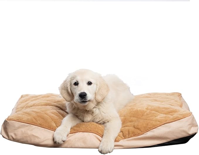 Modern Threads - Luxury Dog Bed - Orthopedic Memory Foam Soft Plush Pillow Bed for Small to Large Dogs - Machine Washable - Pamper Your Pet with Cozy Beds - Linen Beige