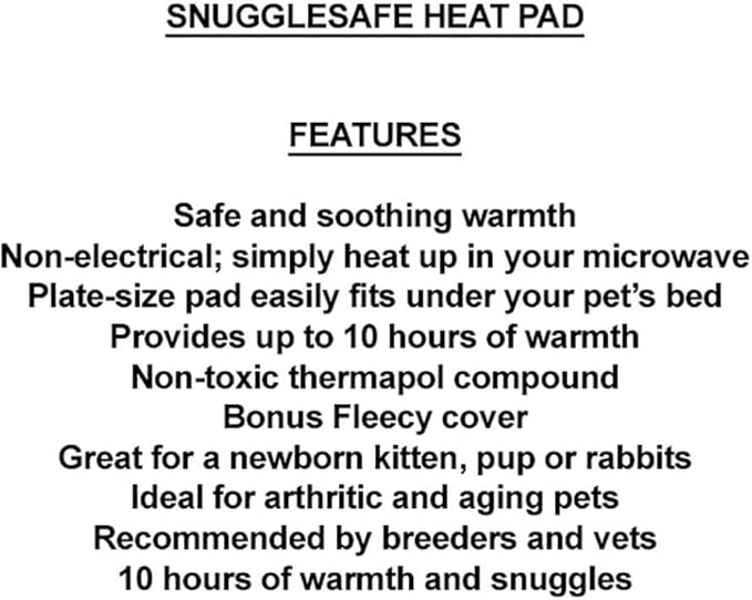 Pet Heating Pad by Snuggle Safe, Pet Microwaveable Heat Pad, Safe Pet Bed Warmer