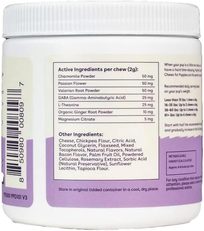 Pupford Calm Dog Supplement, Natural Calming Chews for Dogs with Anxiety, Supports Relaxation & Emotional Regulation, No Melatonin, String Cheese Flavor (60 Soft Chews)
