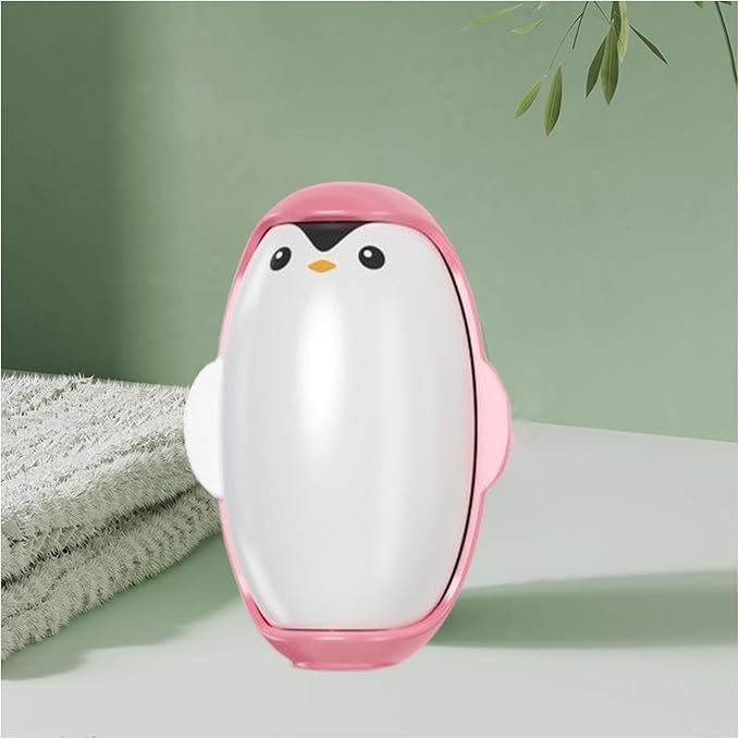 Penguin Shape Portable pet Hair Roller, Reusable Lint Rollers for Pet Hair,Washable Reusable Hair Remover for Cleaning Various dust and Debris(Pink)