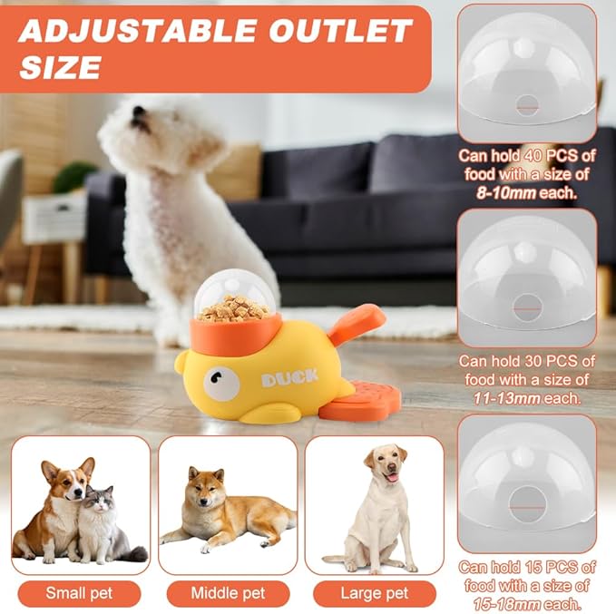Pet Treat Dispenser Toy, Duck-Shaped Interactive Dog Puzzle Slow Feeder Toy for Small Medium Dogs and Cats, Promotes IQ Training and Entertainment Reduces Bloating Anti-Gulping