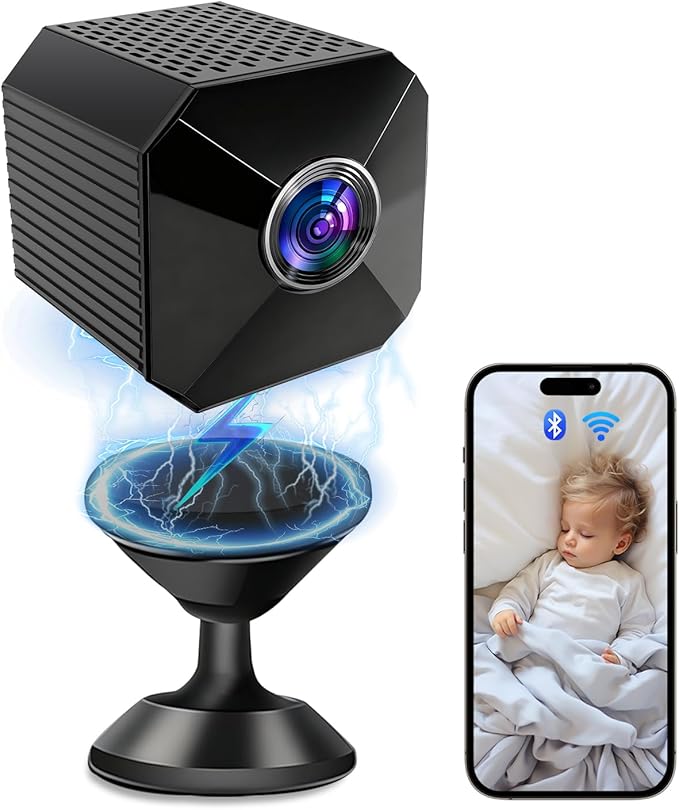 Mini HD 4K Wireless Camera Portable Nanny Cam with Night Vision, Motion Detection, and Phone App Live View - Compact Security Pet Camera for Home/Office 24/7 Cycle Save Video (Cube)