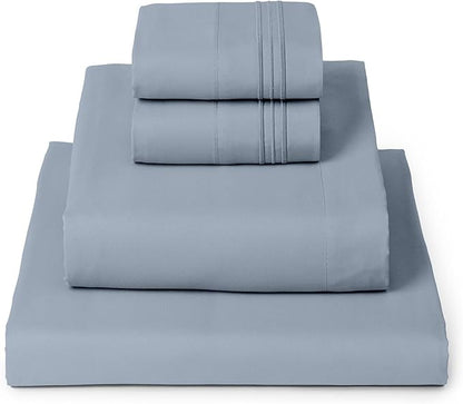 Mellanni Twin Sheet Set - 4-Piece Iconic Collection Bedding, (Including 2 Pillowcases), 16-Inch Deep Pocket, Easy Care, Extra Soft, Cooling Sheets, Brushed Microfiber - Blue Hydrangea