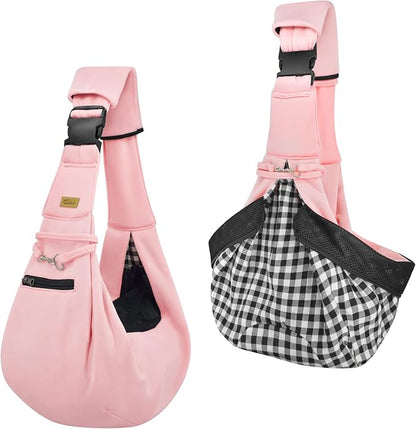 CUBY Dog and Cat Sling Carrier - Hands Free Adjustable Small Pet Sling - Soft Pouch and Tote Design - Suitable for Puppy, Small Dogs Cats Outdoor