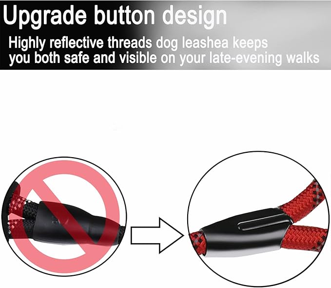 Slip Lead Dog Leash, 6 FT Heavy Duty Dog Leashes, Durable Training Rope Slip Leash with Comfortable Padded Handle and Highly Reflective Threads for Small Medium and Large Dogs, (Red)