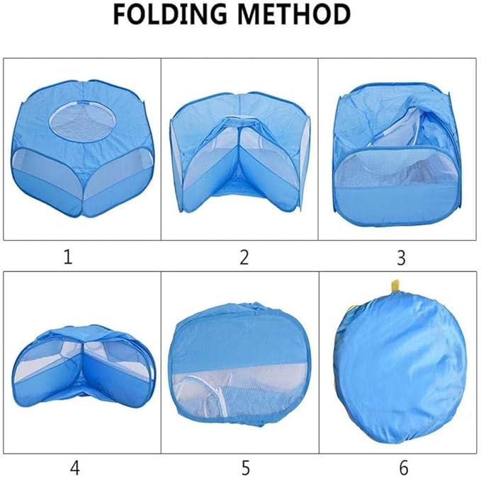 Small Animal Cage, Pet Playpen, Play Tent, Indoor/Outdoor Bedding Fence, Portable Pen for Hamster, Guinea Pig,Bunny, Puppy, Ferret, Rat, Cat, Chinchilla, Bearded Dragon, Hedgehog (Cover-Blue)
