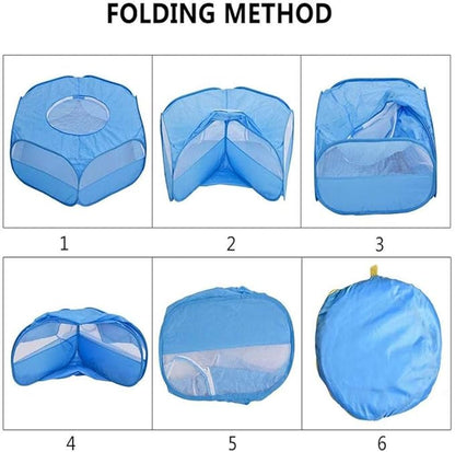 Small Animal Cage, Pet Playpen, Play Tent, Indoor/Outdoor Bedding Fence, Portable Pen for Hamster, Guinea Pig,Bunny, Puppy, Ferret, Rat, Cat, Chinchilla, Bearded Dragon, Hedgehog (Cover-Blue)