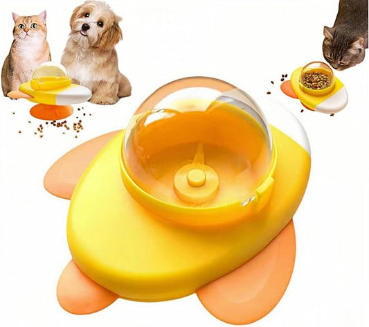 2026 new Rocket Shape 360° Rotating Puzzle Feeder for Cats - Interactive Treat Dispenser Toy for Indoor Play, Slow Eating & Mental Stimulation.