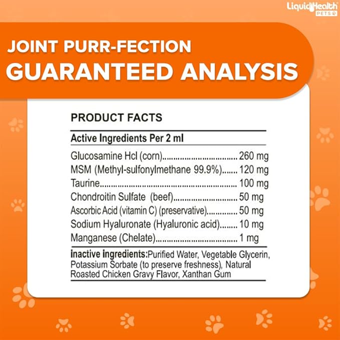 LIQUIDHEALTH Pets K9 Complete 8-in-1 Multivitamin for Dogs & Puppies & Joint Purr-Fection Glucosamine Chondroitin Drops for Cats - USA Made Pet Supplements for Joint Health, Immune Support
