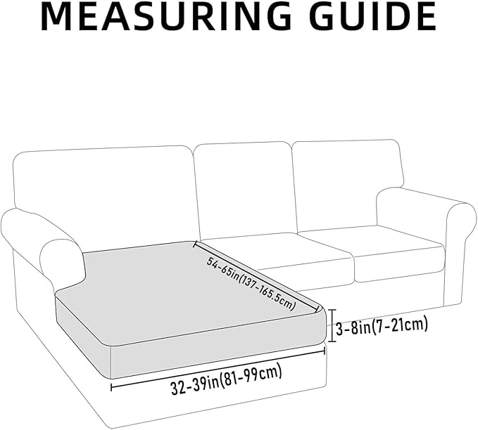 hyha Couch Cushion Covers, Stretch Sofa Seat Cushion Slipcover, Sectional Couch Covers L Shape with Elastic Bottom for Sectional Sofa(Chaise, Light Grey)
