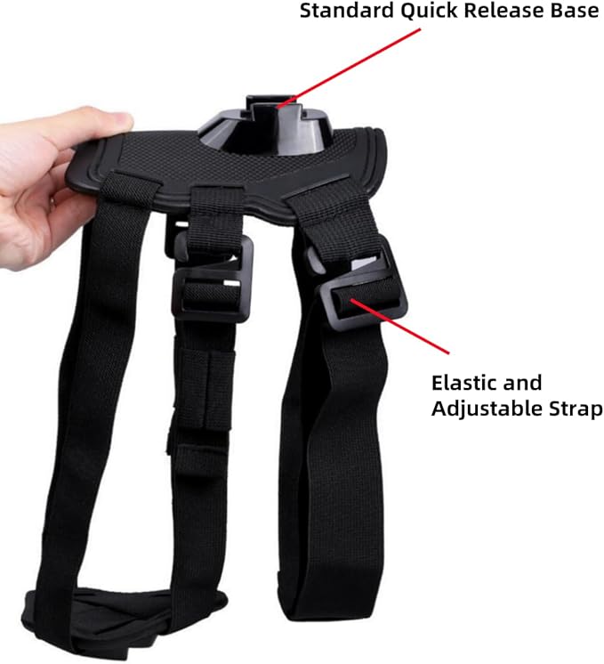 Dog Harness Mount for Camera, Adjustable Dog Harness Vest with Pet Chest and Back Fixation Mouting Base for Gopro Hero, Compatible with Osmo Action and Insta360, Suitable for Medium Large Dogs