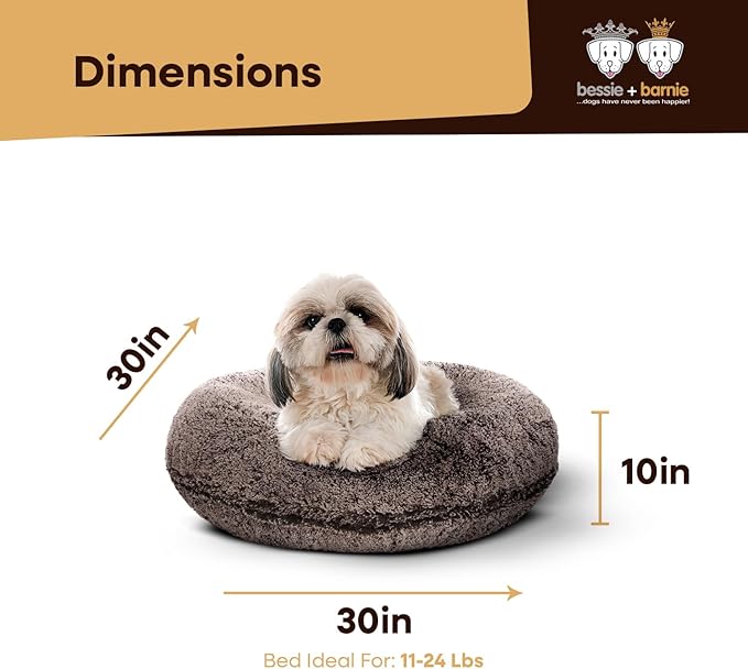 Bessie and Barnie - Luxury Extra Plush Faux Fur Bagel Pet/Dog Bed (Frosted Willow, S)