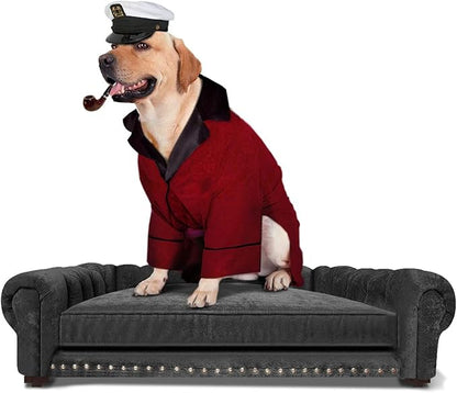 Dog Bed Rocky Grey Oxford Armchair for Pets Minimalist Luxury