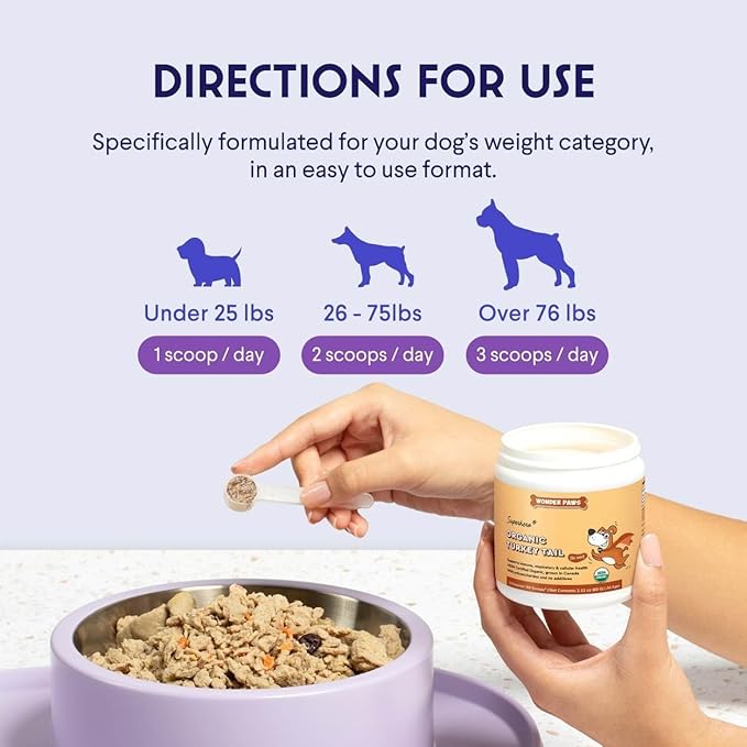 Wonder Paws Organic Turkey Tail Mushroom for Dogs – Powerful Turkey Tail for Dogs Mushroom Powder for Immunity, Respiratory, Digestion & Cellular Health–with Beta Glucans & Polysaccharides (120 g)