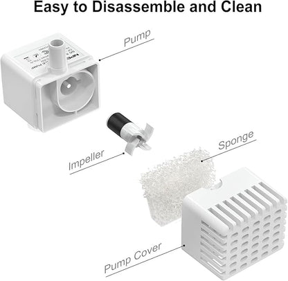 NPET Cat Water Fountain WF050TP 1.5L Automatic Pet Drinking Fountain with Replacement Faucet Kit - 4 Replacement Filters (No Adapter)