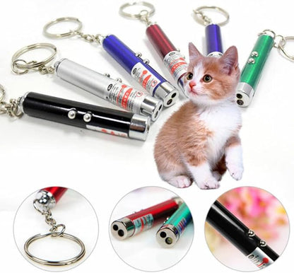 Mini Cat Toys Laser Pointer Cat Laser Toys Interactive Cat Toys for Indoor Cats Kittenes Dogs Pen Keychain Flashlight Pet Lamp LED Infrared Button Electronics Included (1 PCS Pack, Blue)