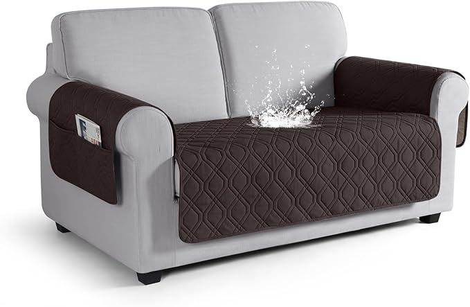 VANSOFY Couch Cover, Waterproof Sofa Covers Washable Slipcover Furniture Protector Couch Seat Covers Non-Slip Couch Cover for Dogs, Pets(Loveseat, Chocolate)