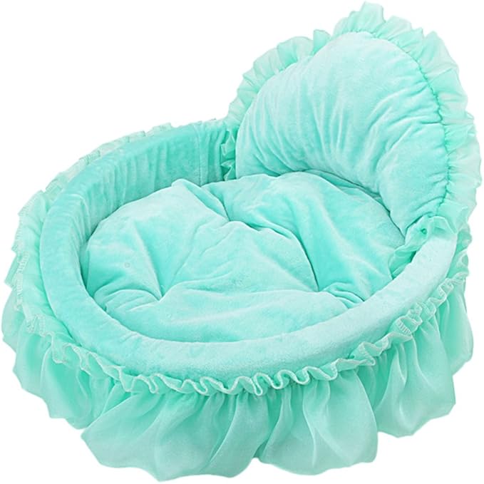 Cute Princess Pet Bed Bow-TIE Lace Cat Dog Bed (S, Green)
