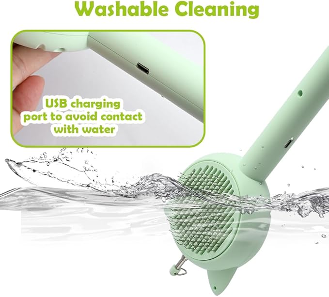 5-in-1 Cat Toy with Laser Pointer, Self-Cleaning Deshedding Brush & Retractable Fishing Pole, Interactive Pet Grooming Comb for Cats & Kittens