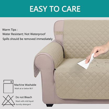 U-NICE HOME Large Sofa Cover Reversible Couch Cover for Dogs with Elastic Straps Water Resistant Furniture Protector for Pets Couch Cover for 4 Cushion Couch (Oversized Sofa, Sand/Beige)